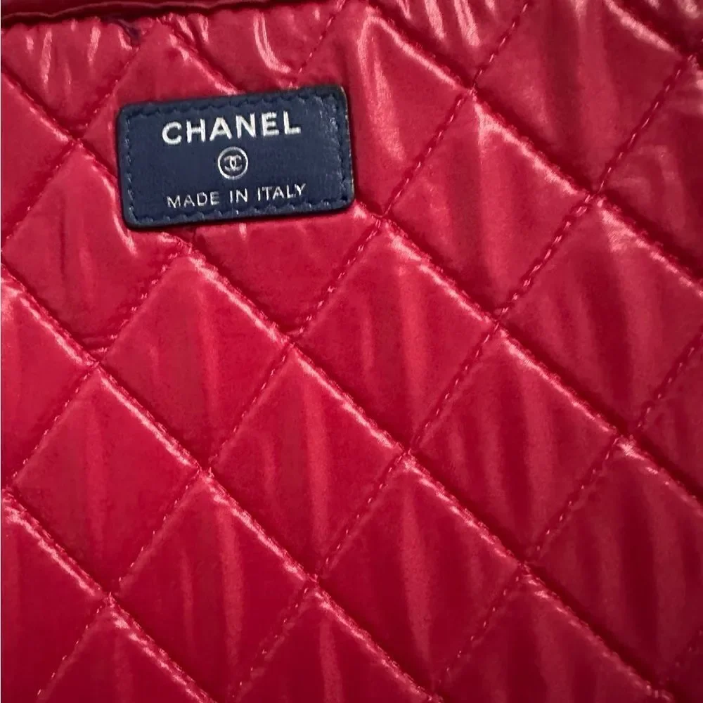 Chanel extra large zip around canvas clutch